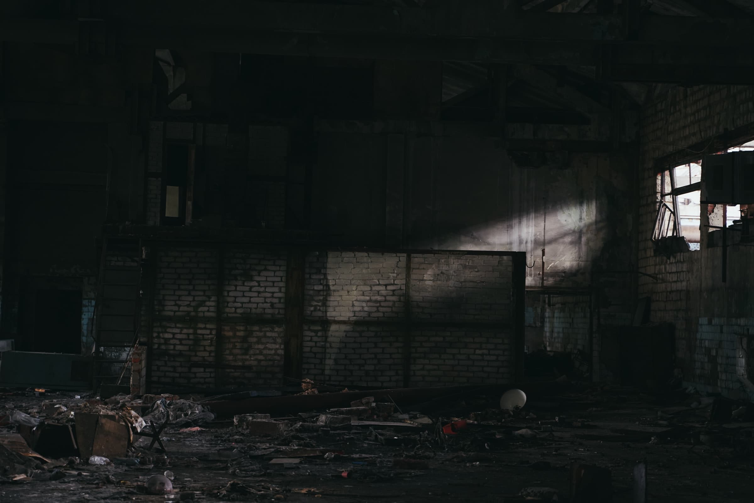 The wall of a destroyed building in Donetsk, eastern Ukraine. The wall of a destroyed building in Donetsk, eastern Ukraine.